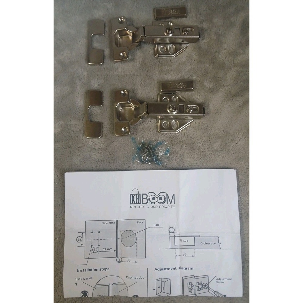 2 Pair KH Boom Soft Close Cabinet Door Hinges 35mm B0979VWR READ SEE‎ PHOTOS